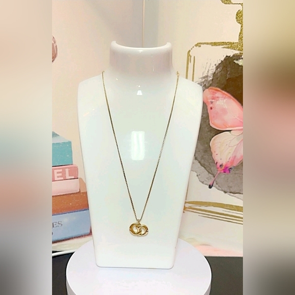 Christian Dior CD Logo Gold Tone Pendant Necklace - Picture 1 of 12
